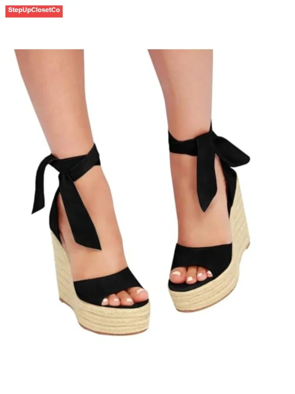Women's Platform Espadrille Wedges Open Toe High Heel Sandals with Ankle Strap